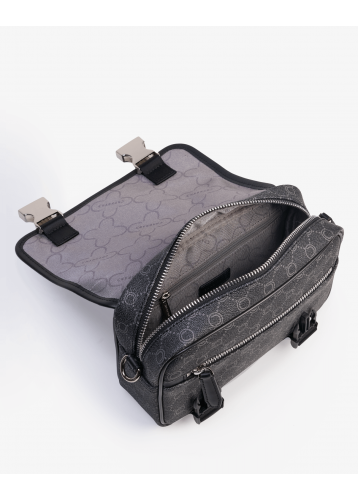 Mini-sacoche homme noire en toile enduite pour un look stylé - vue intérieure - Icone - Chabrand