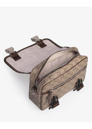 Mini-sacoche homme beige marron en toile enduite pour un look stylé - vue intérieure - Icone - Chabrand