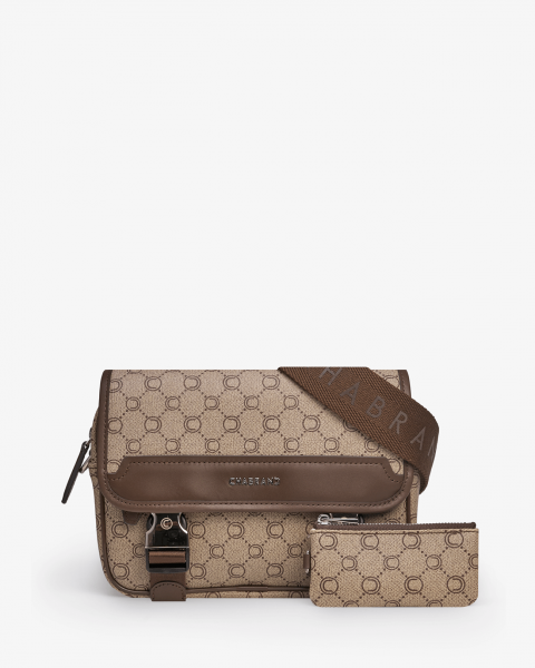 Mini-sacoche à rabat avec fermeture cartable et pochette zippée assortie - vue face - Icone - Chabrand