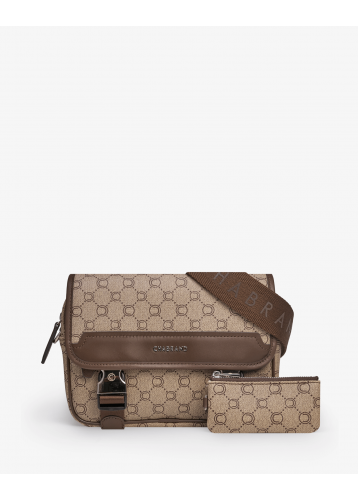 Mini-sacoche à rabat avec fermeture cartable et pochette zippée assortie - vue face - Icone - Chabrand