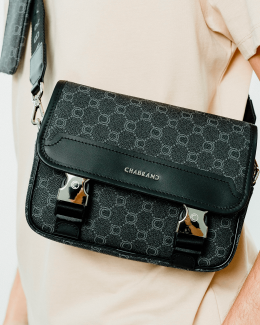 Zoom toile enduite siglée noire - Icone - Chabrand