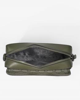 Mini-sacoche kaki en toile enduite siglée alliant style et praticité - vue intérieure - Icone - Chabrand