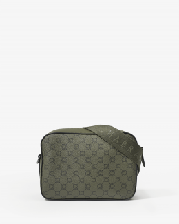 Sacoche homme kaki en toile enduite siglée pour parfaire son look - vue dos - Icone - Chabrand