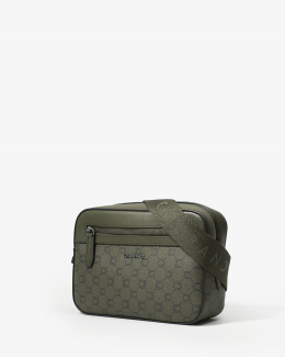 Sacoche kaki en toile siglée pour homme - vue profil - Icone - Chabrand