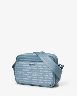 Sacoche bleu ciel pratique et stylée en toile enduite siglée - vue profil - New Freedom - Chabrand