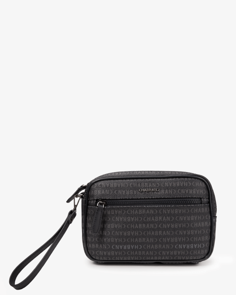 Pochette noire pour homme en toile enduite siglée - New Freedom - Chabrand