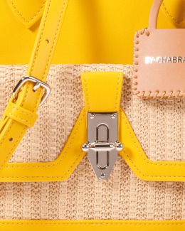 Sac à main en paille et synthétique jaune en édition limitée - Léna - Chabrand