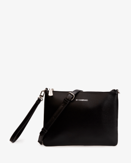 Pochette noire synthétique effet cuir lisse pour l'été - vue face - Léna - Chabrand