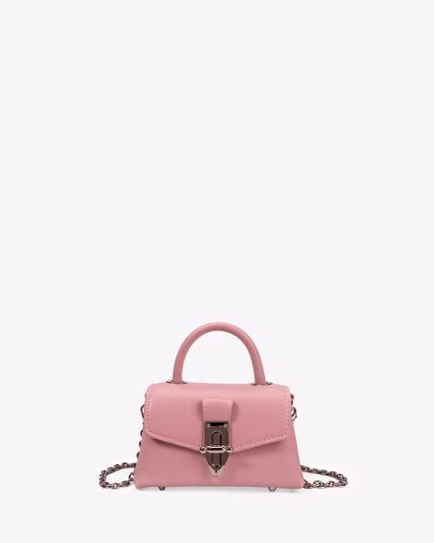 Mini sac à main rose en synthétique effet cuir lisse pour l'été - vue face - Léna - Chabrand