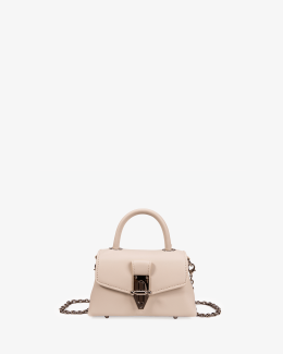 Mini sac à main écru en synthétique effet cuir lisse pour l'été - vue face - Léna - Chabrand