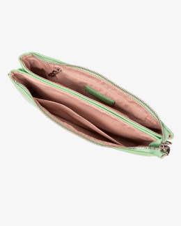 Chabrand - pochette vert jade en synthétique effet cuir lisse - vue de l'intérieur - Léna