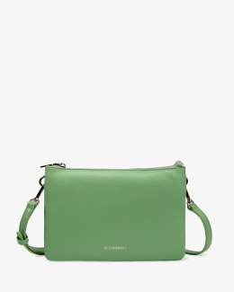 Grande pochette vert jade synthétique effet cuir lisse pour l'été - vue face - Léna - Chabrand