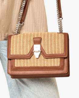 Synthétique effet cuir lisse et paille pour l'été - Léna - vue profil - Chabrand