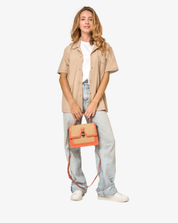 Sac à main orange en synthétique et paille pour un look tendance et coloré - Léna - silhouette - Chabrand