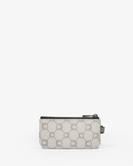 Petite trousse en toile enduite siglée grise - vue dos - Icone - Chabrand