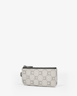 Petite trousse pour homme grise en toile enduite siglée assortie à la ligne icone - vue profil - Icone - Chabrand