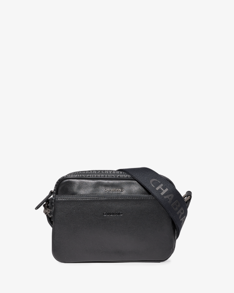 Sacoche noire en toile siglée avec pochette amovible pour homme - vue face - New Freedom - Chabrand