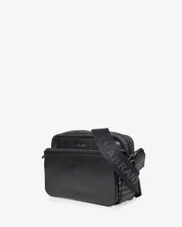 Sacoche à bandoulière noire en toile enduite siglée avec pochette amovible pour homme - vue profil - New Freedom - Chabrand