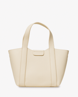 Petit sac à main écru ou porté épaule grâce à une bandoulière amovible en synthétique grainé - vue dos - Louise